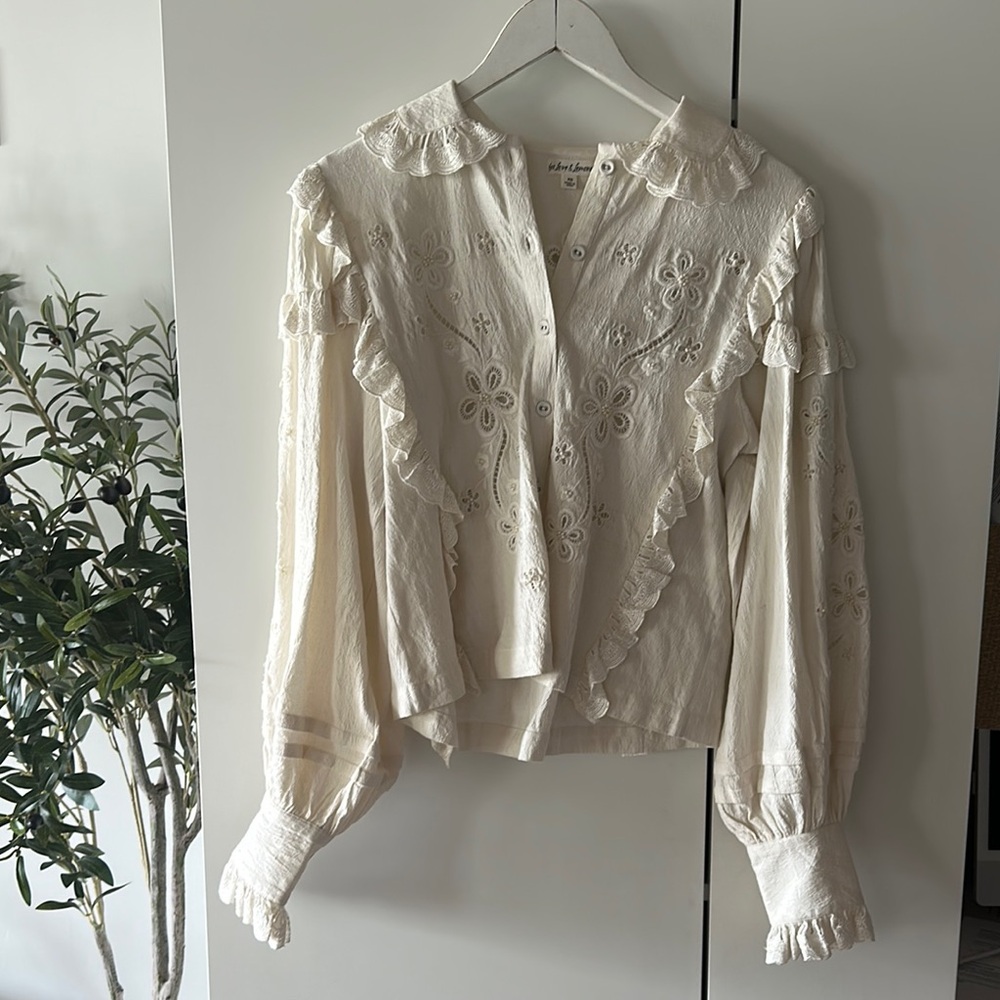 For Love & Lemons Western Style Embroidered Blouse